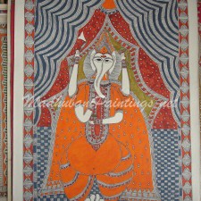 Ganesha-Yellow with Parsu - Madhubani Painting